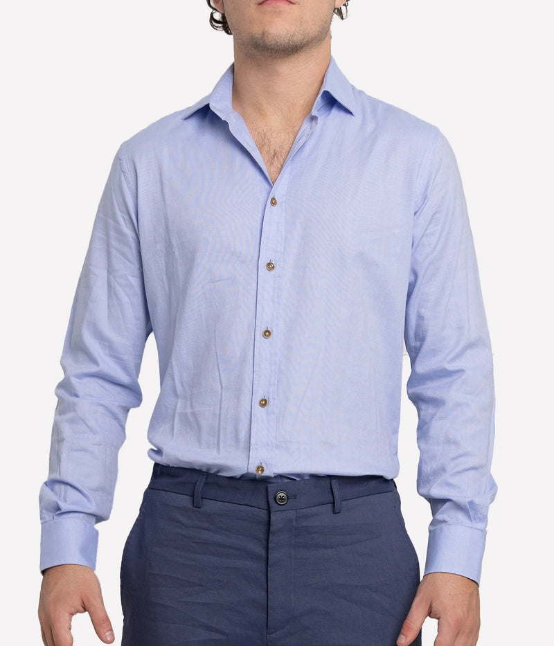 Slim Fit Business Shirt in Blue Cotton
