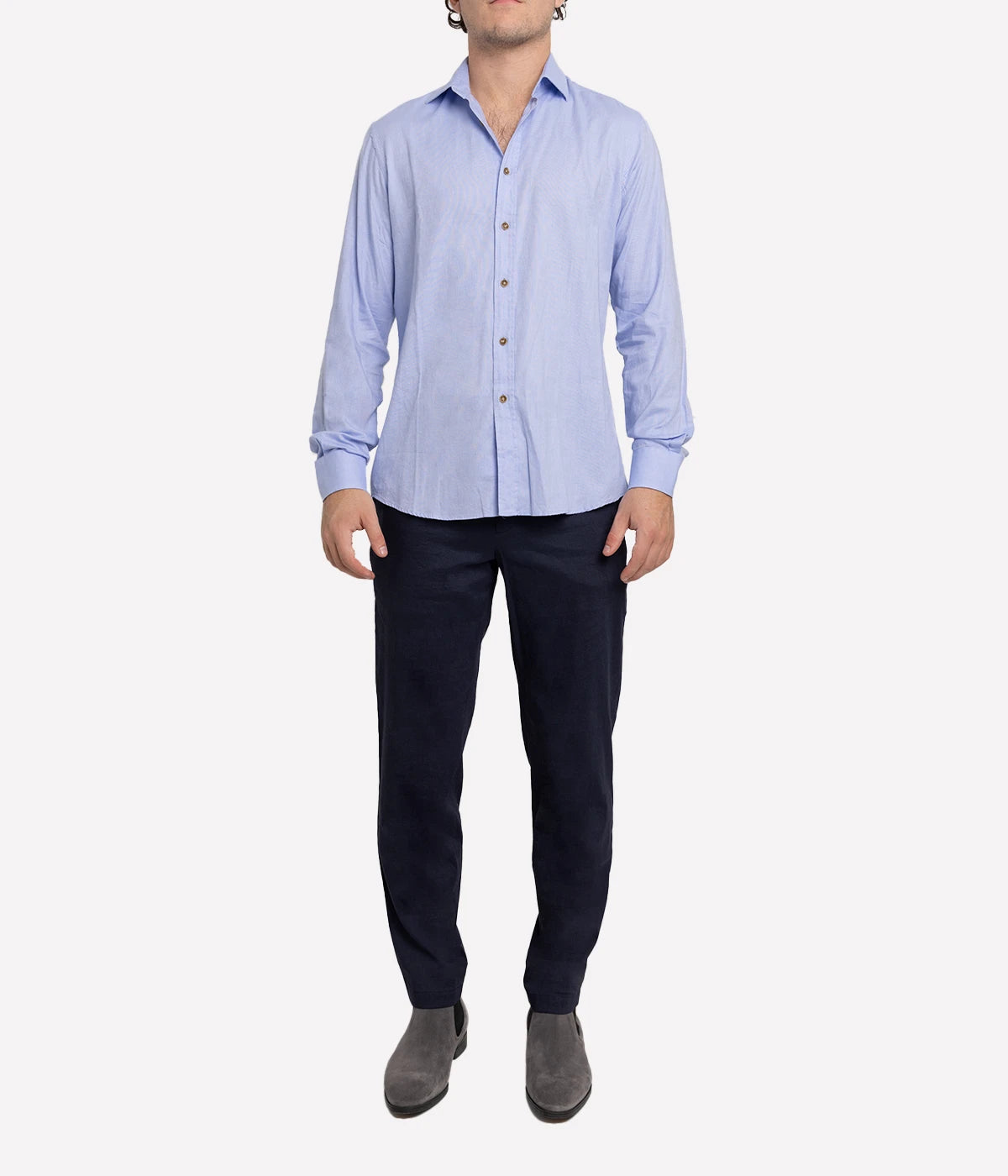 Slim Fit Business Shirt in Blue Cotton