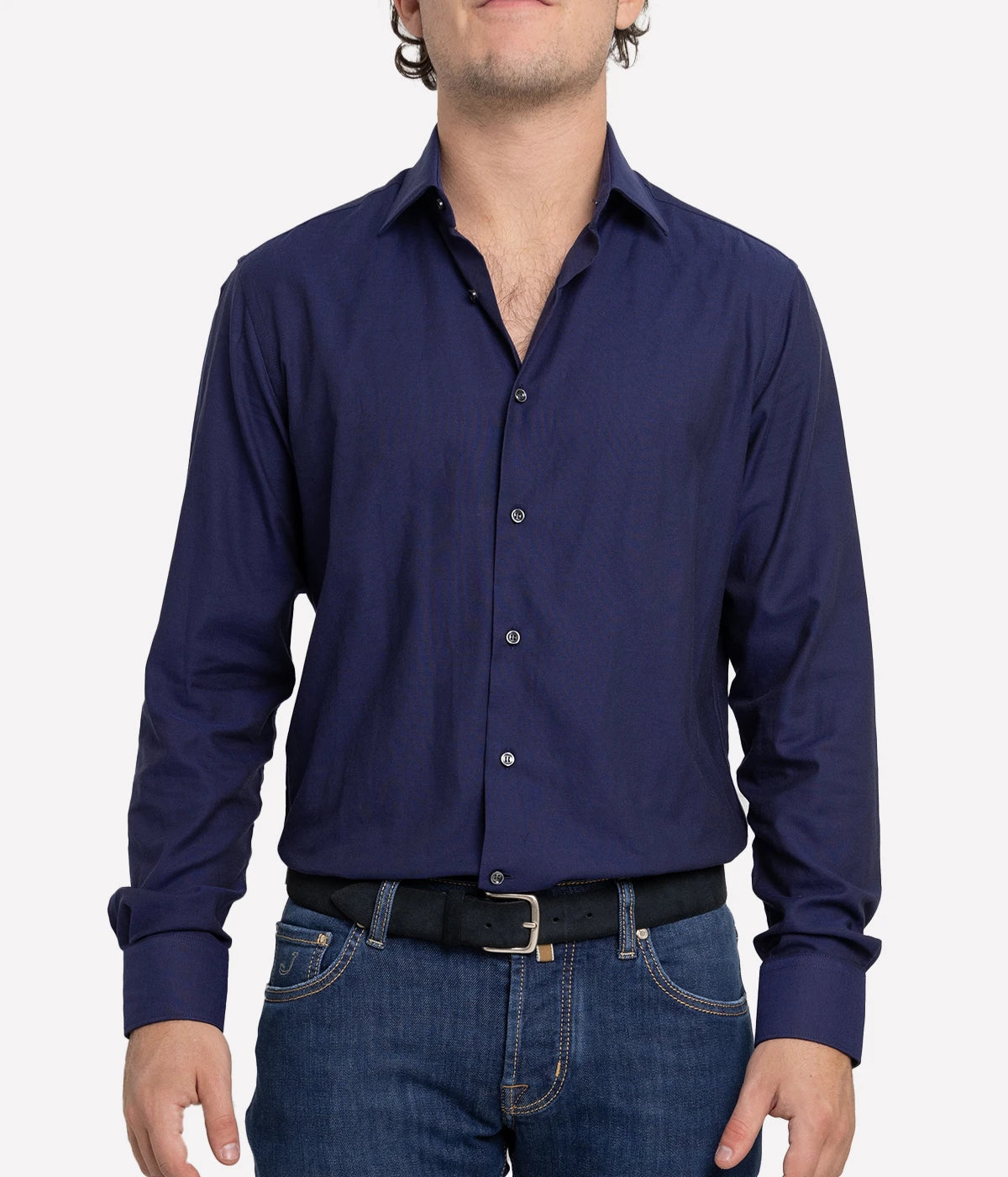 Slim Fit Business Shirt in Dark Navy
