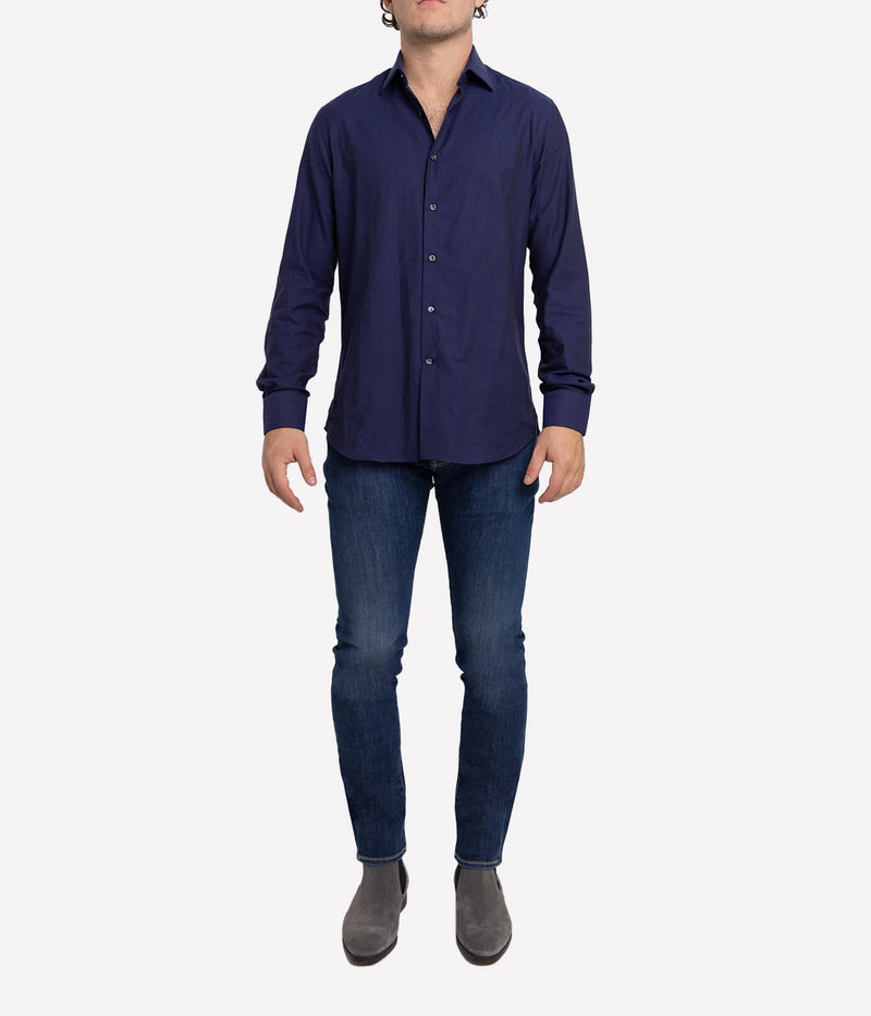 Slim Fit Business Shirt in Dark Navy