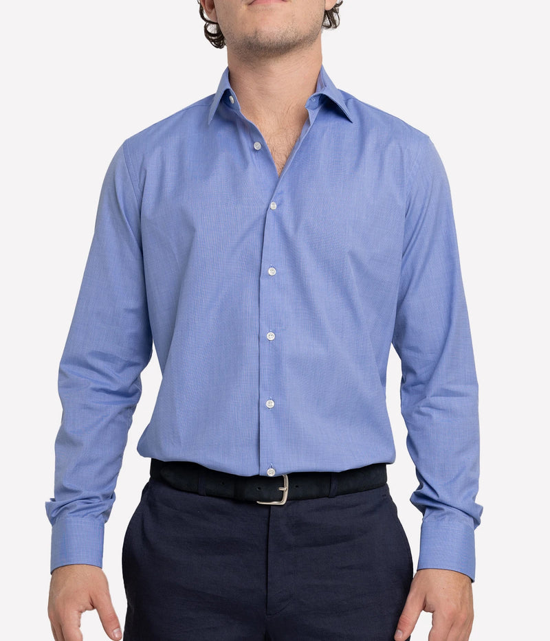 Slim Fit Business Shirt in Navy Cotton