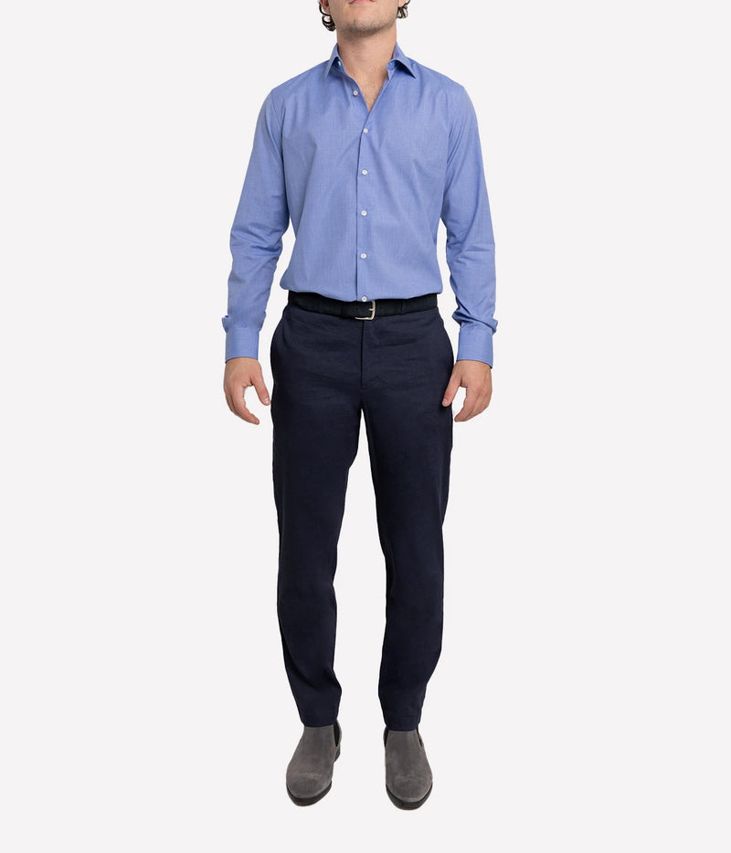 Slim Fit Business Shirt in Navy Cotton