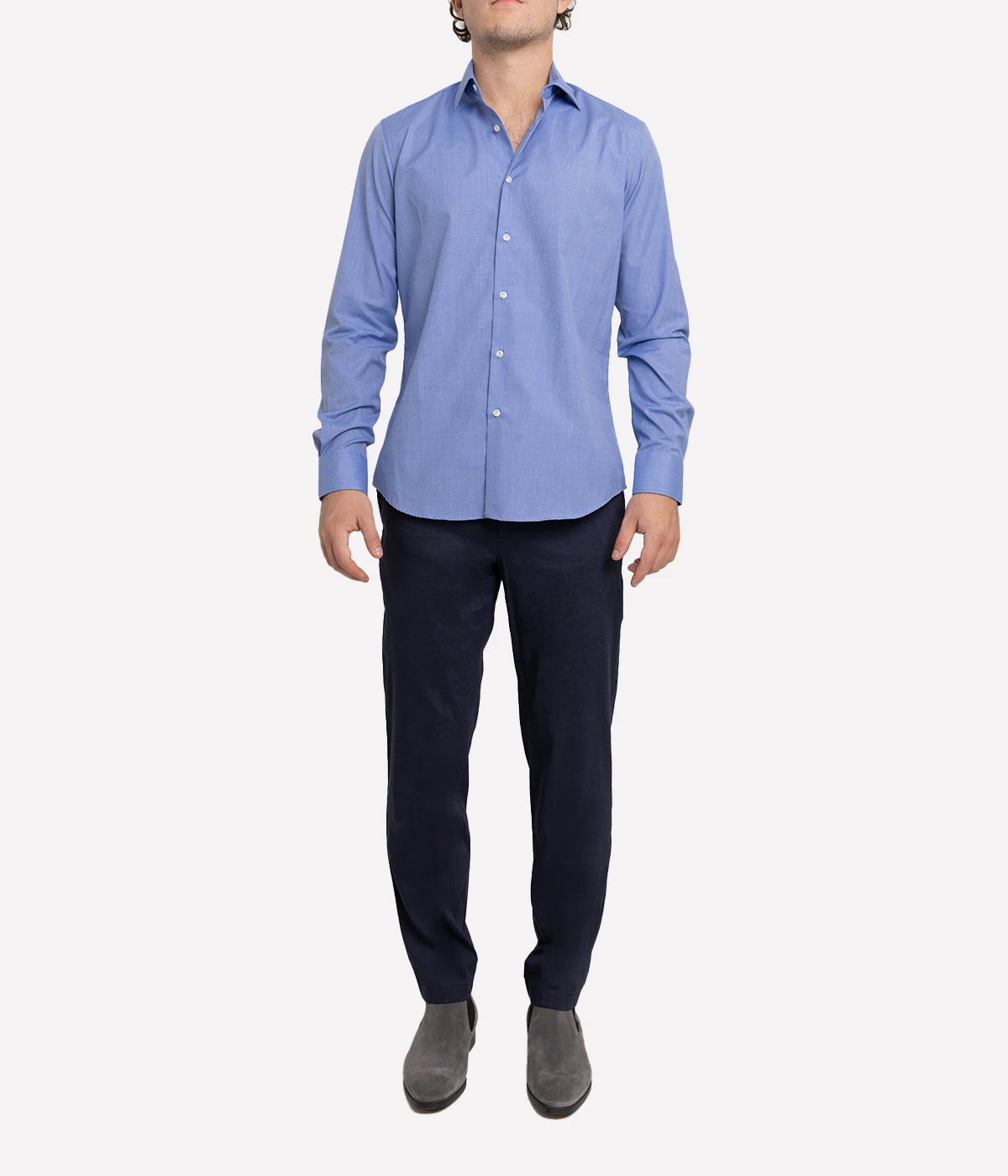 Slim Fit Business Shirt in Navy Cotton