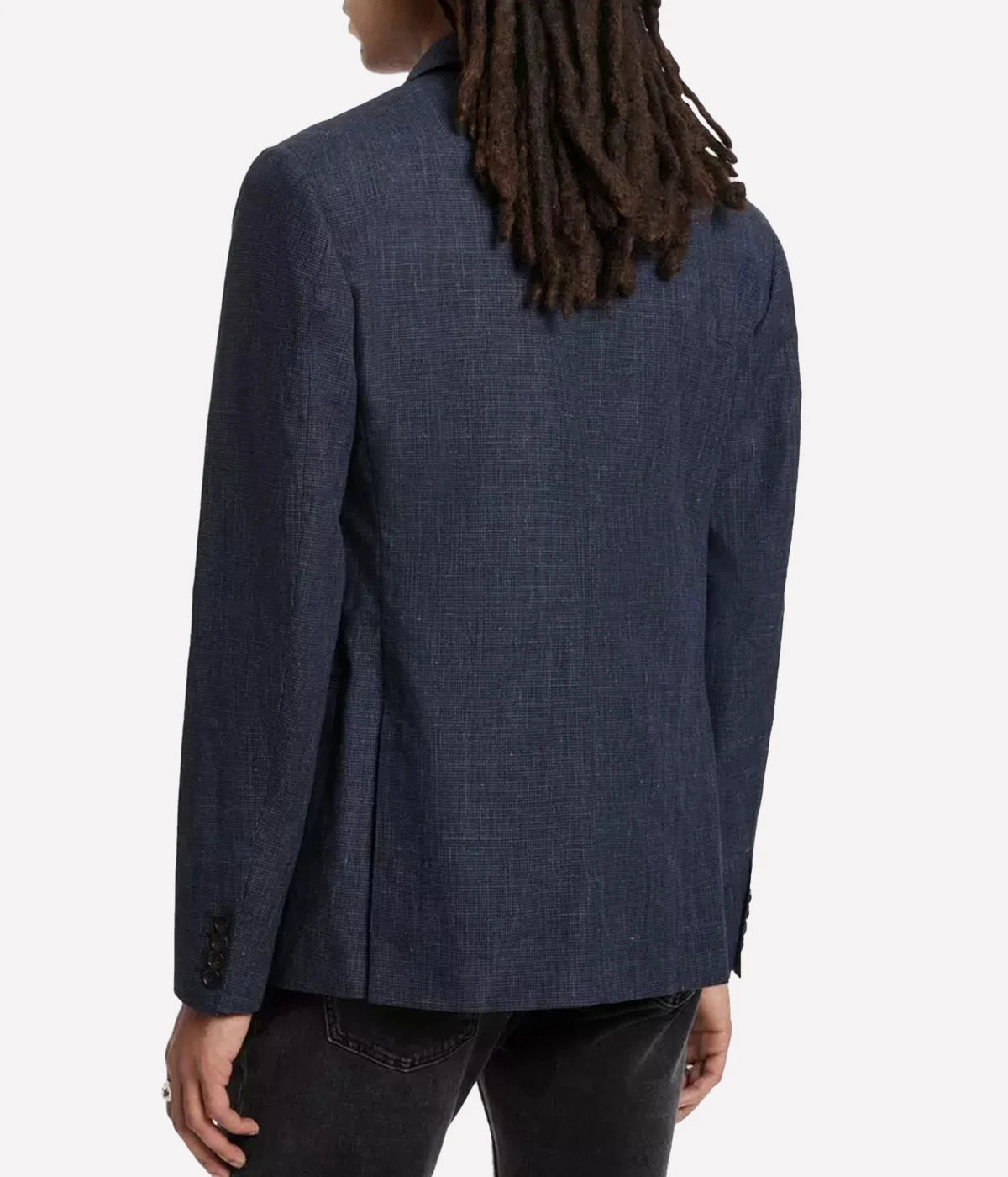 Slim Fit Notch Lapel Jacket in Ink Blue
