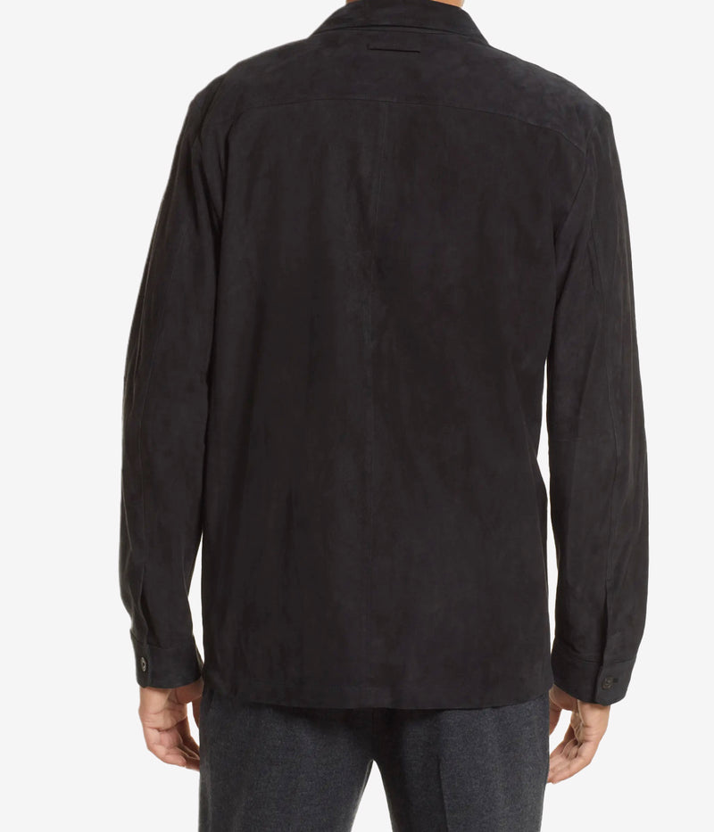Soft Suede Overshirt in Soft Black