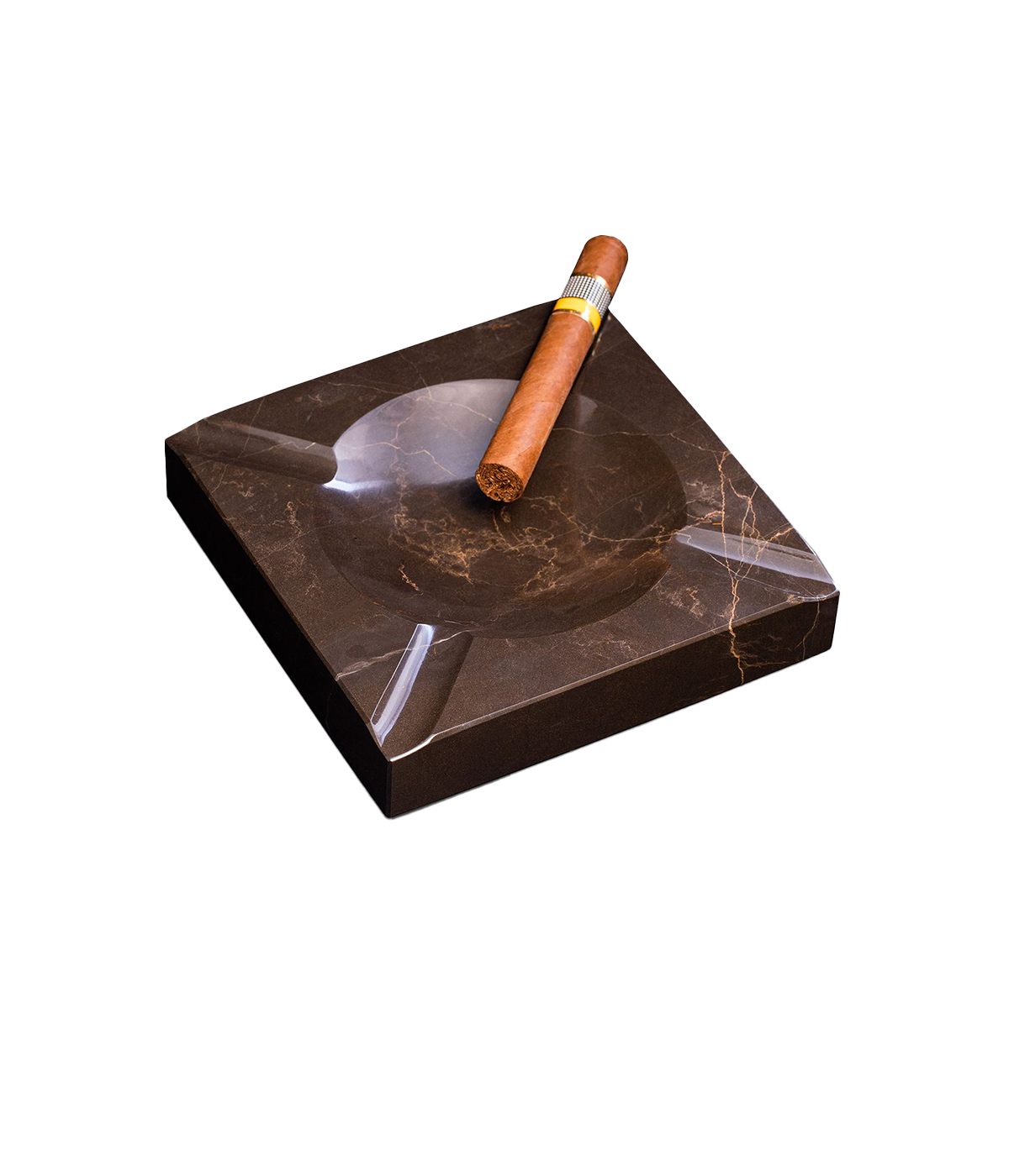Marble Two Cigar Ashtray in Brown