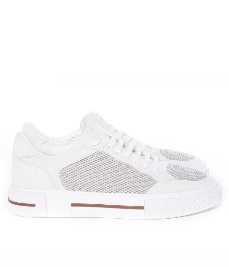 Suede & Nylon Sneakers in Bianco