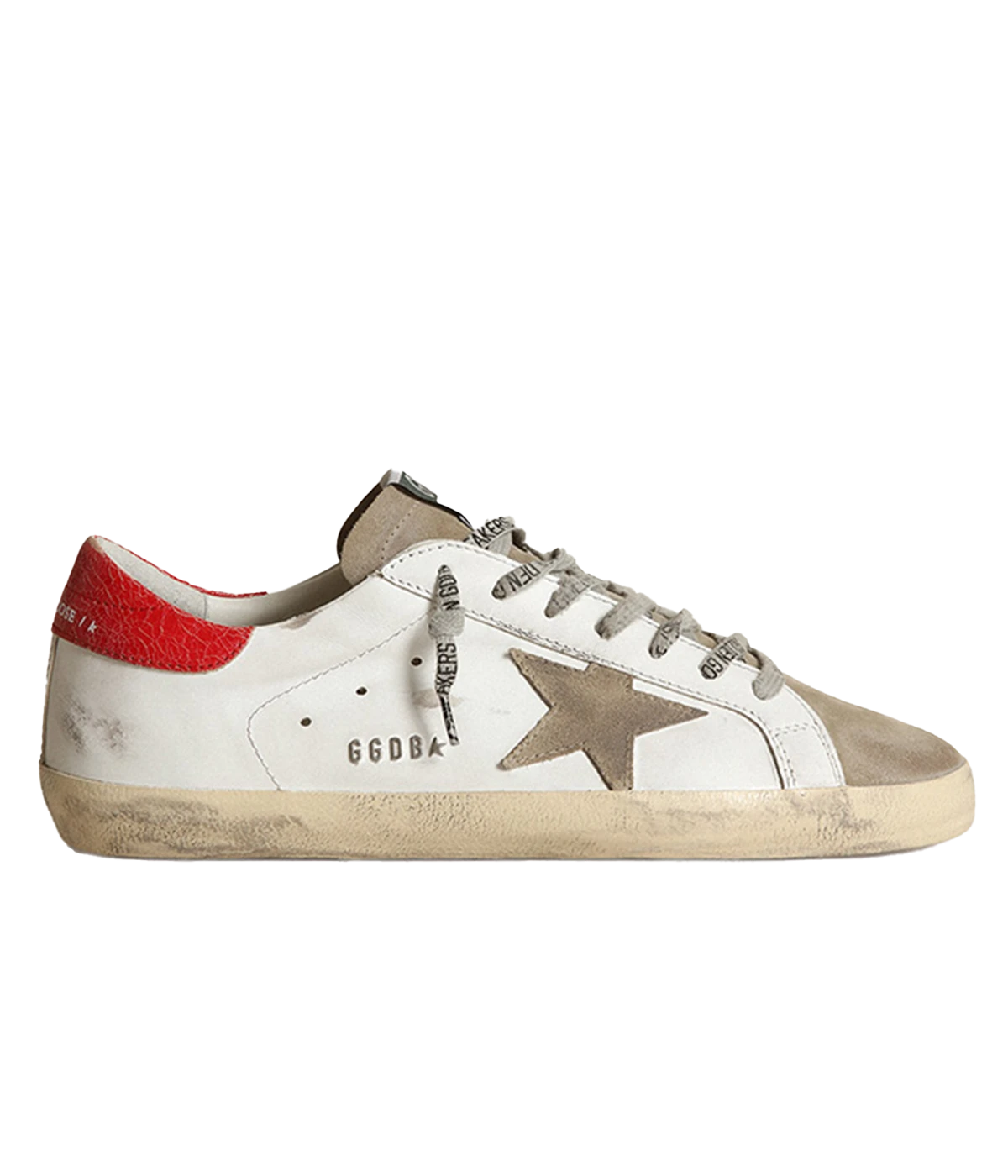 Super-Star Leather Upper Suede in White, Taupe & Red