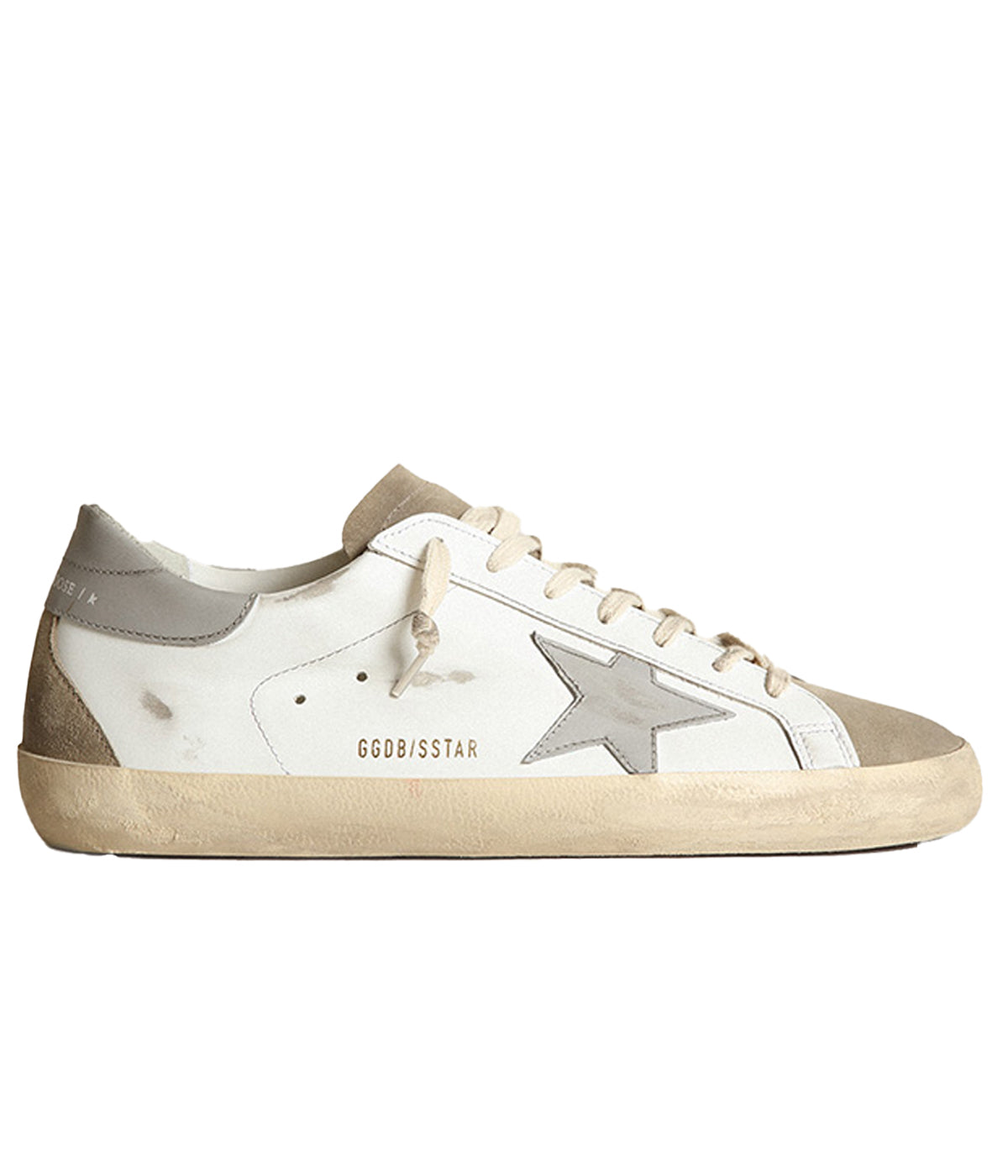 Super-Star Leather Upper Suede Toe and Spur in White, Taupe & Grey