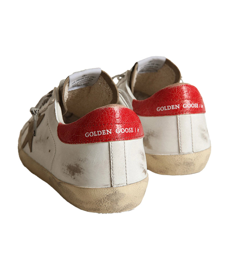 Super-Star Leather Upper Suede in White, Taupe & Red
