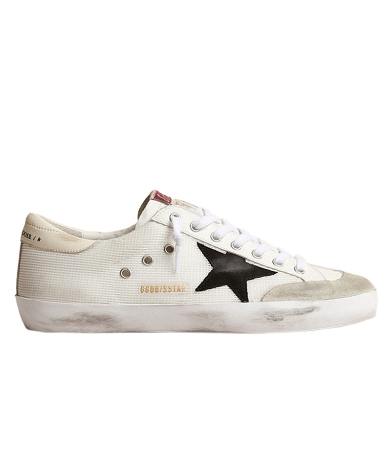 Super-Star Penstar Net Upper Leather in White, Black & Beige