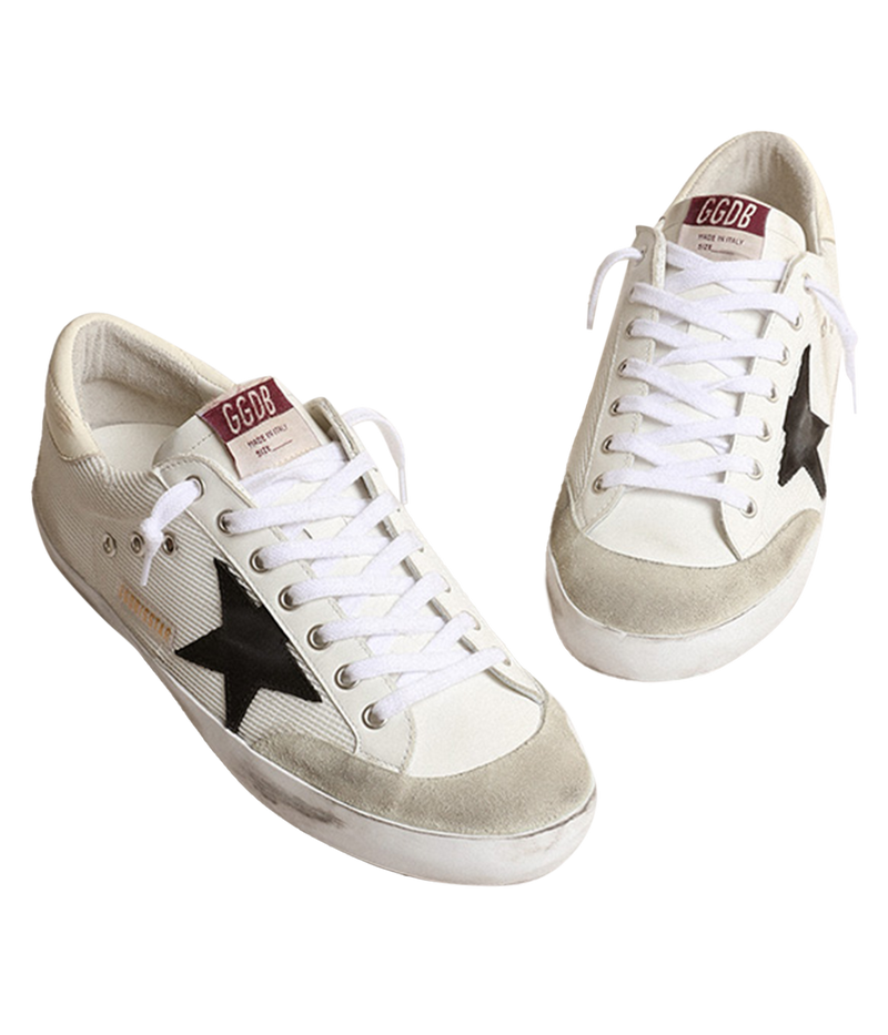 Super-Star Penstar Net Upper Leather in White, Black & Beige
