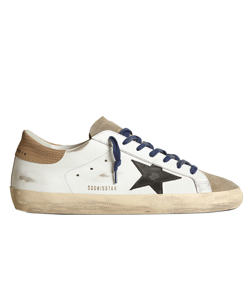 Super-Star Leather Upper Suede in White, Taupe, Black & Light Brown