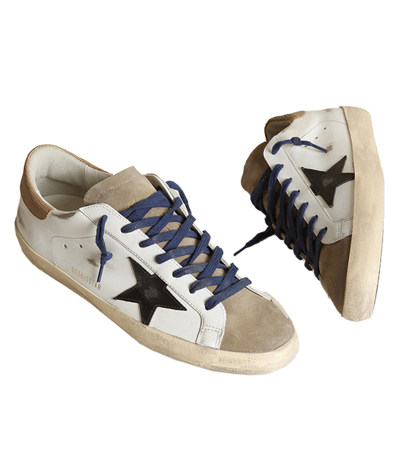 Super-Star Leather Upper Suede in White, Taupe, Black & Light Brown