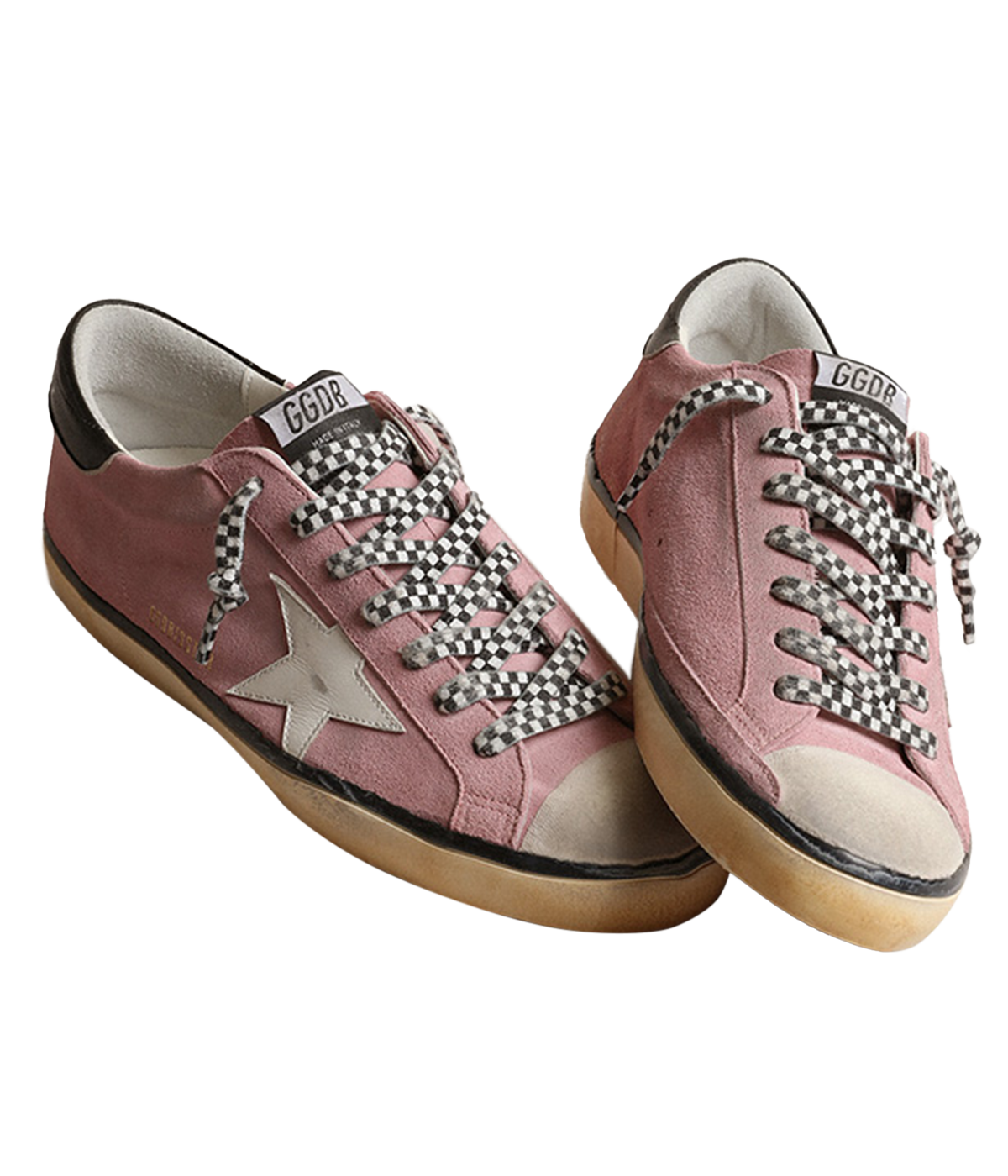 Super-Star Suede Upper Leather in Antique Pink, White & Black