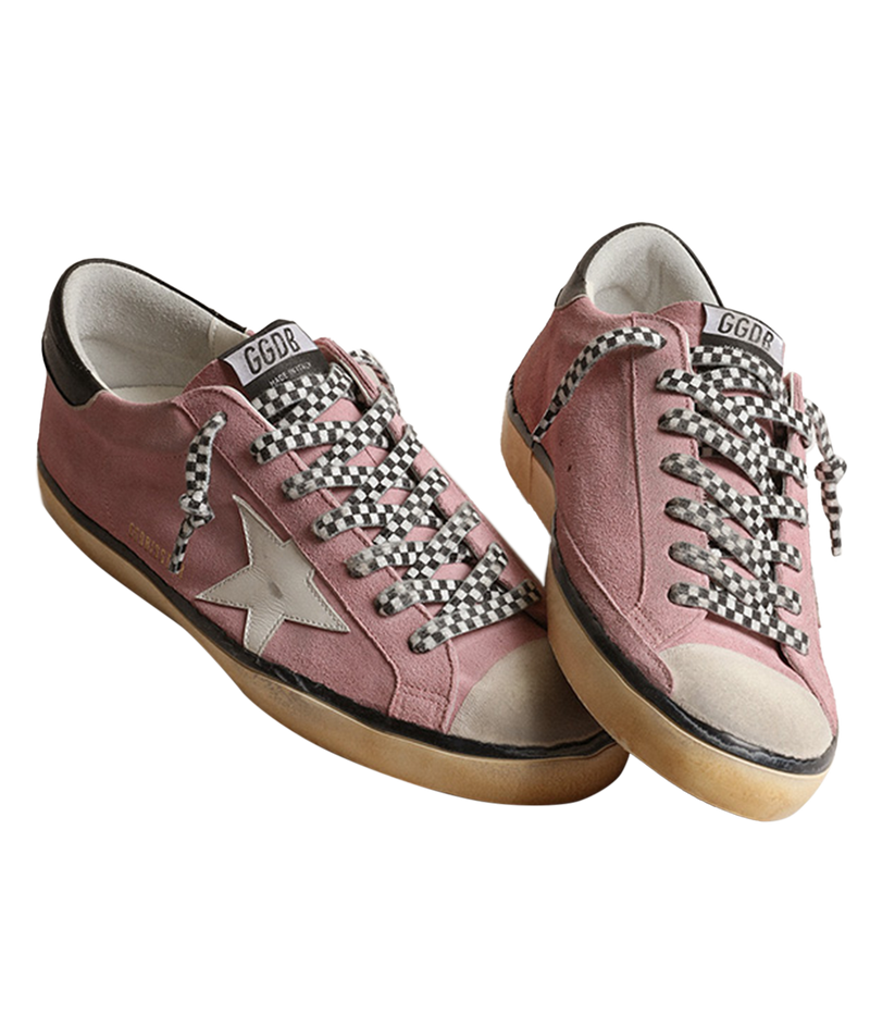 Super-Star Suede Upper Leather in Antique Pink, White & Black