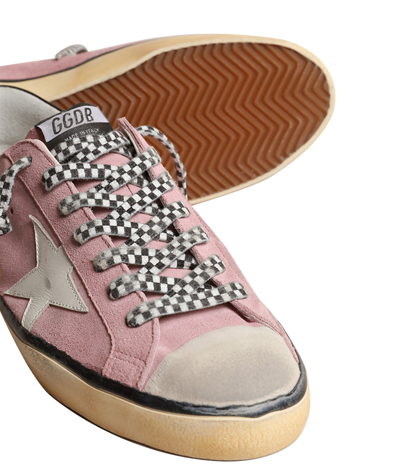 Super-Star Suede Upper Leather in Antique Pink, White & Black