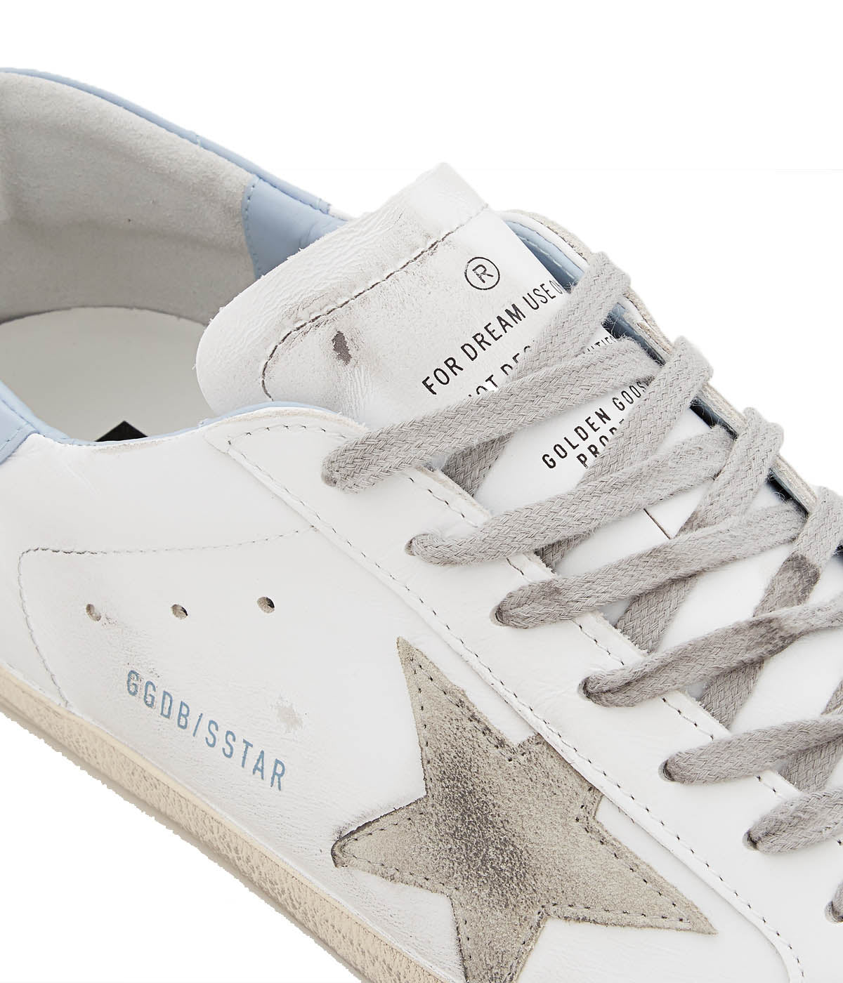 Super Star Leather Upper & Heel Suede in White, Ice & Powder Blue