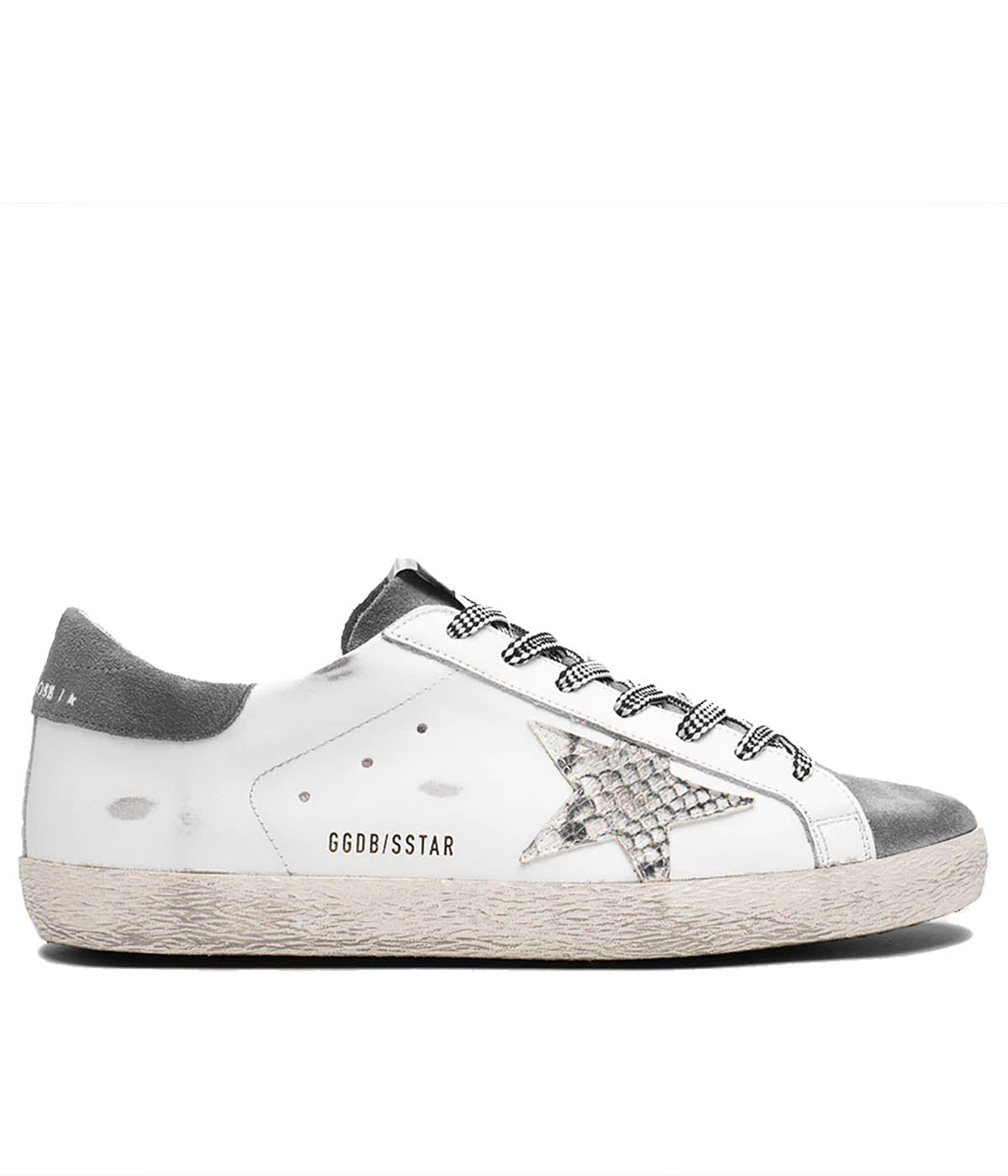 Super Star Leather Upper & Suede Toe in White, Grey Asphalt & Python