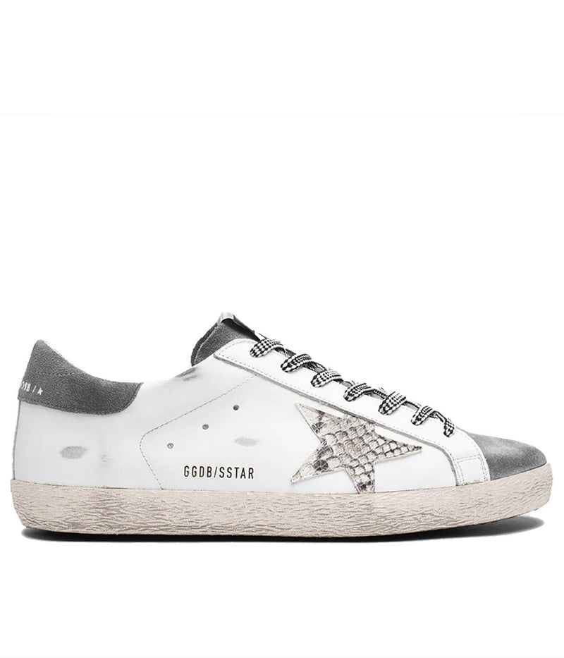 Super Star Leather Upper & Suede Toe in White, Grey Asphalt & Python