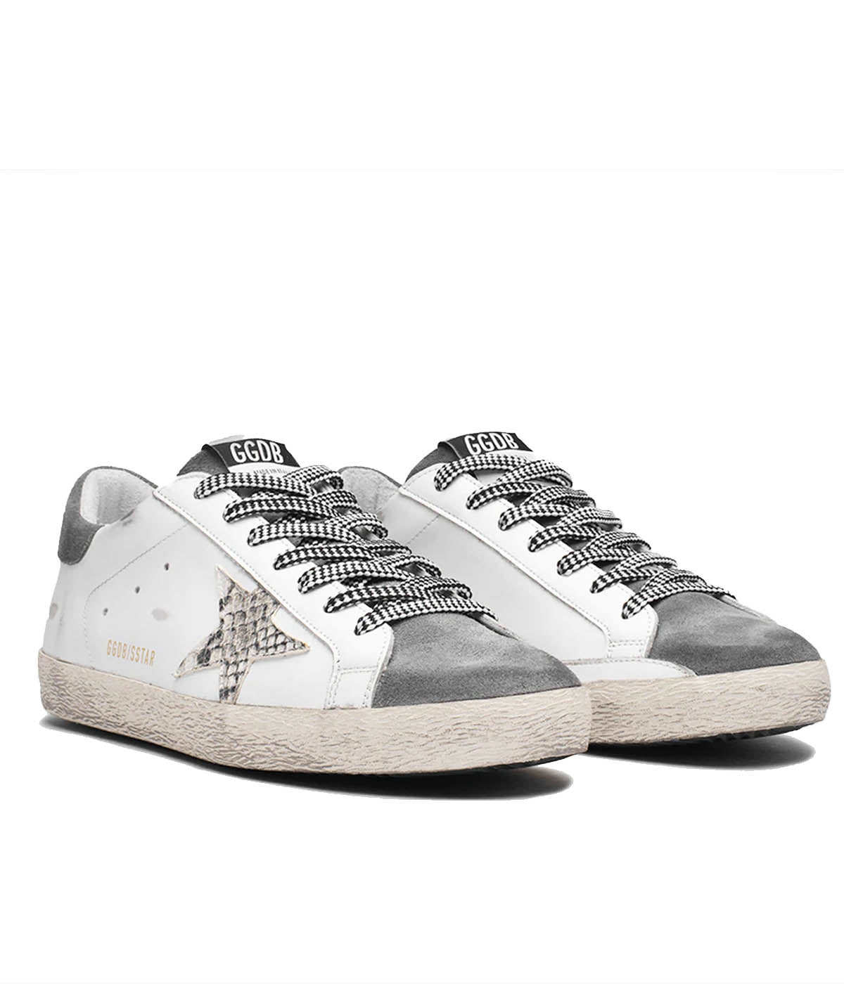 Super Star Leather Upper & Suede Toe in White, Grey Asphalt & Python