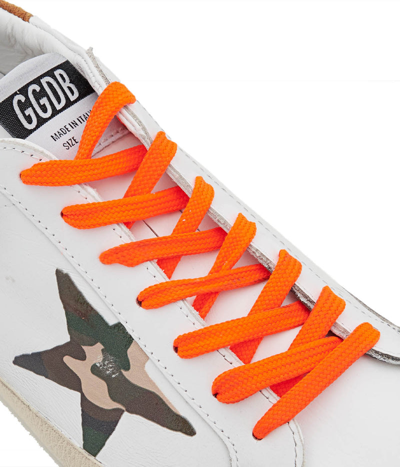 Super Star Leather Upper in White, Camo & Cognac