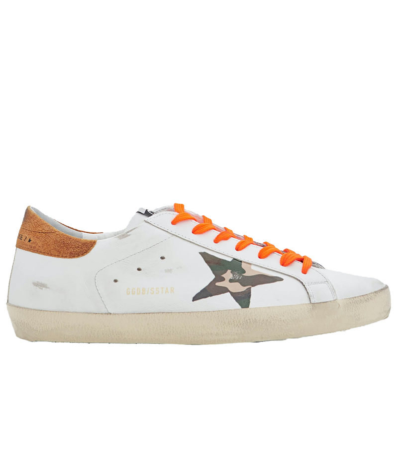 Super Star Leather Upper in White, Camo & Cognac