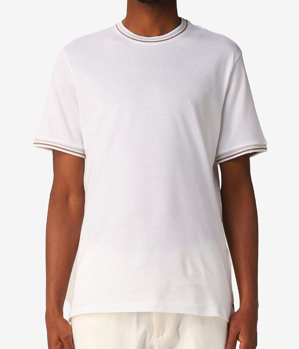 T-Shirt in Camel & White