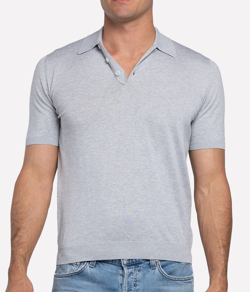 Short Sleeve Polo Shirt in Light Grey