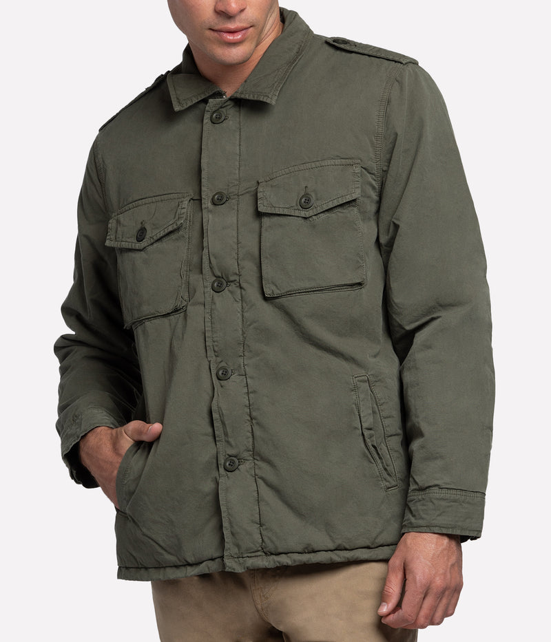 Jamwood Woven Jacket in Camo Overdyed Moss