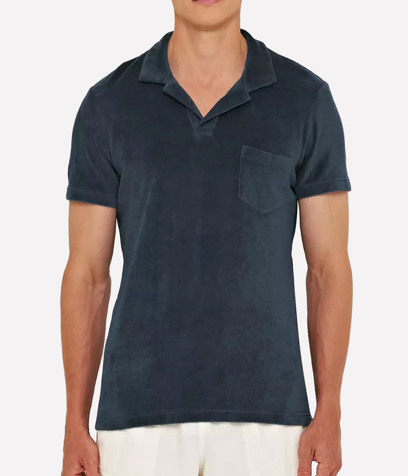 Terry Towelling Polo in Nocturnal Navy