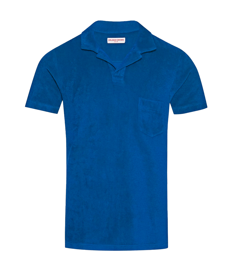 Terry Towelling Polo in Signal Blue