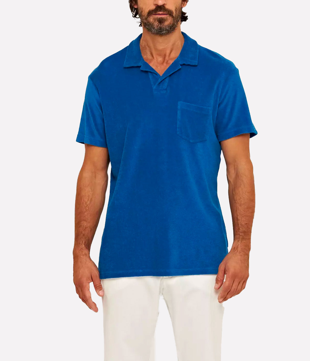 Terry Towelling Polo in Signal Blue
