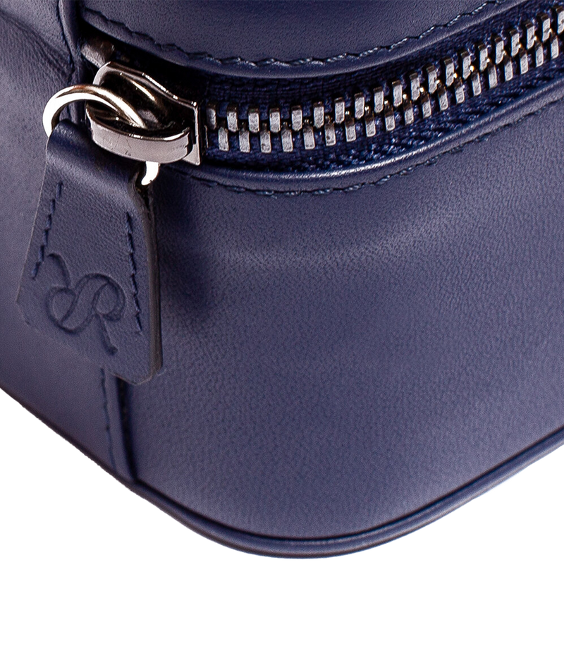 Hyde Park Two Watch Zip Case in Blue & Grey