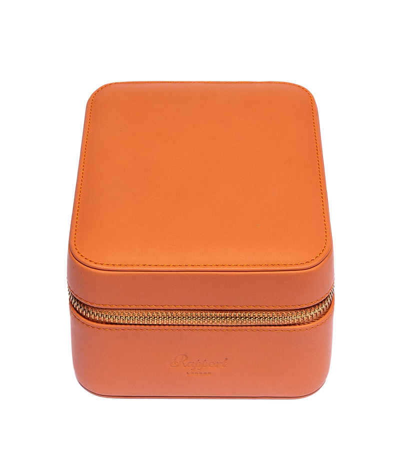 Hyde Park Two Watch Zip Case in Tan & Blue