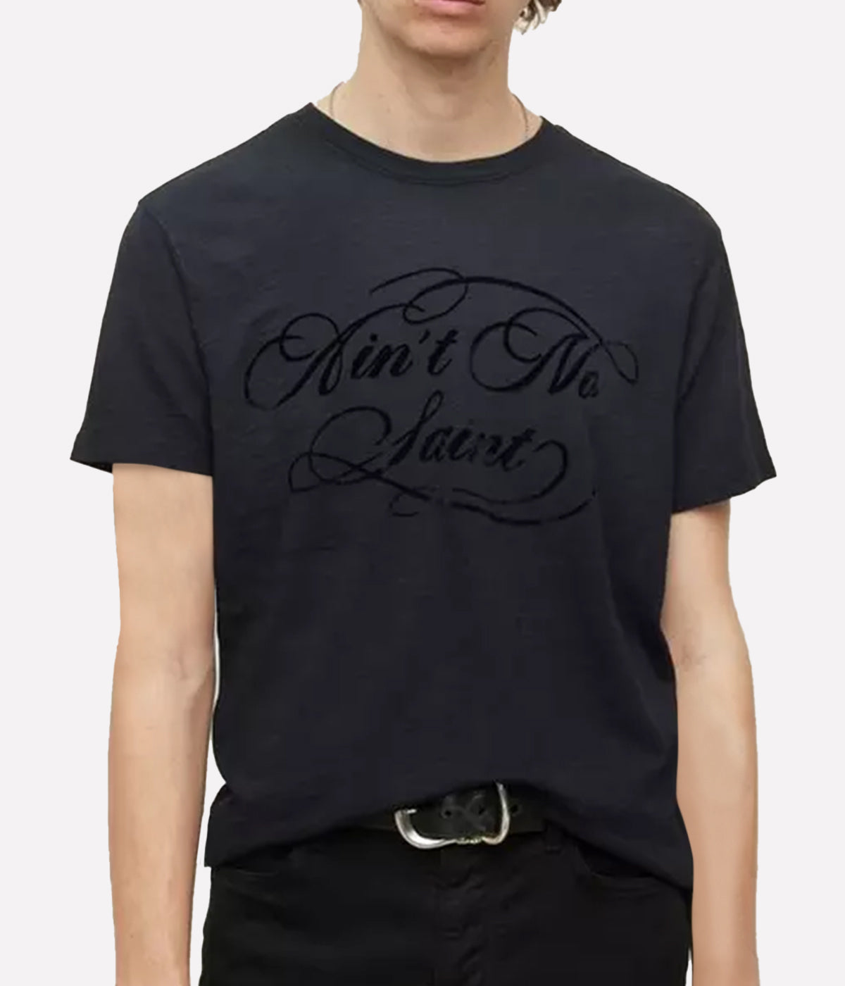 Aint No Saint Crew T-Shirt in Black