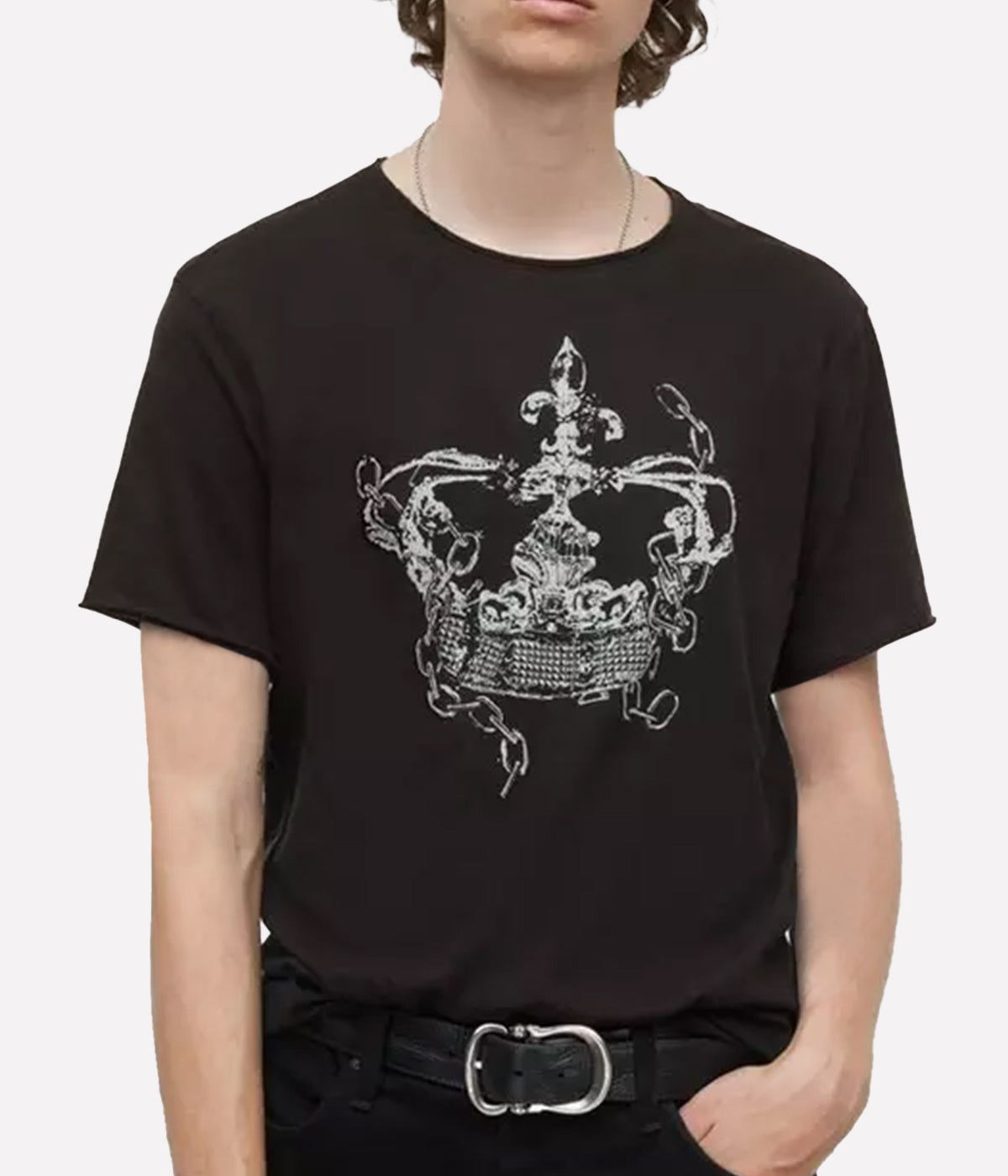 Broken Crown Raw Edge T-Shirt in Black