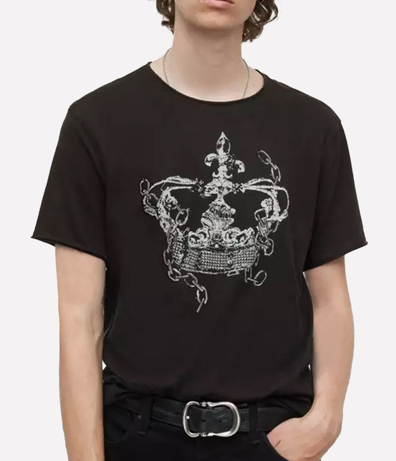 Broken Crown Raw Edge T-Shirt in Black