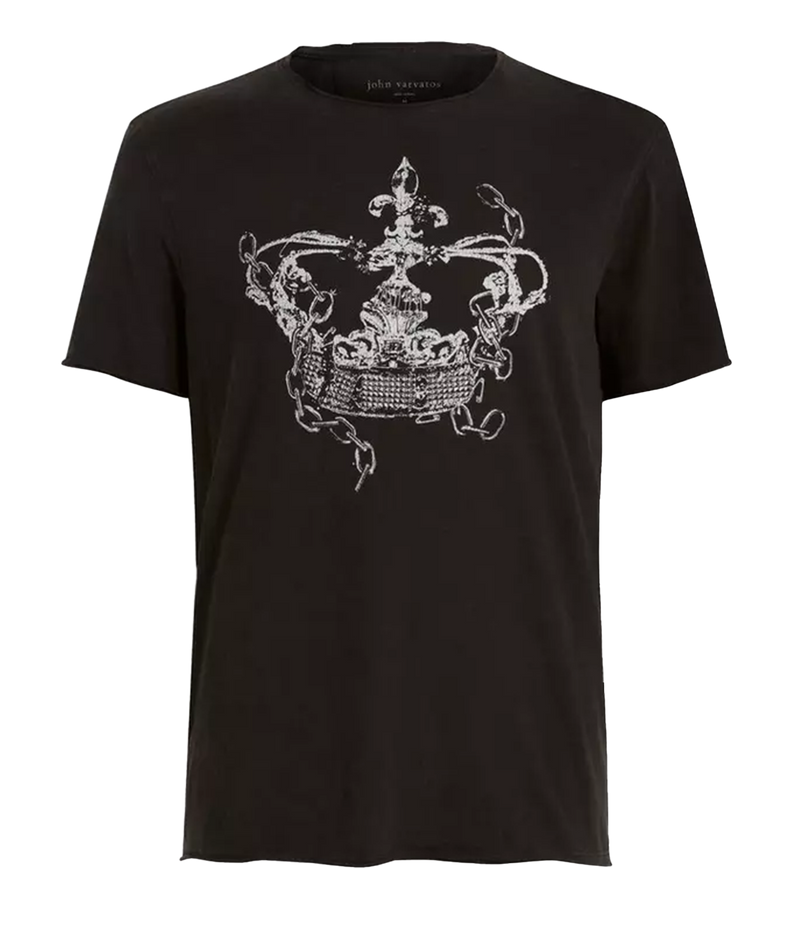 Broken Crown Raw Edge T-Shirt in Black