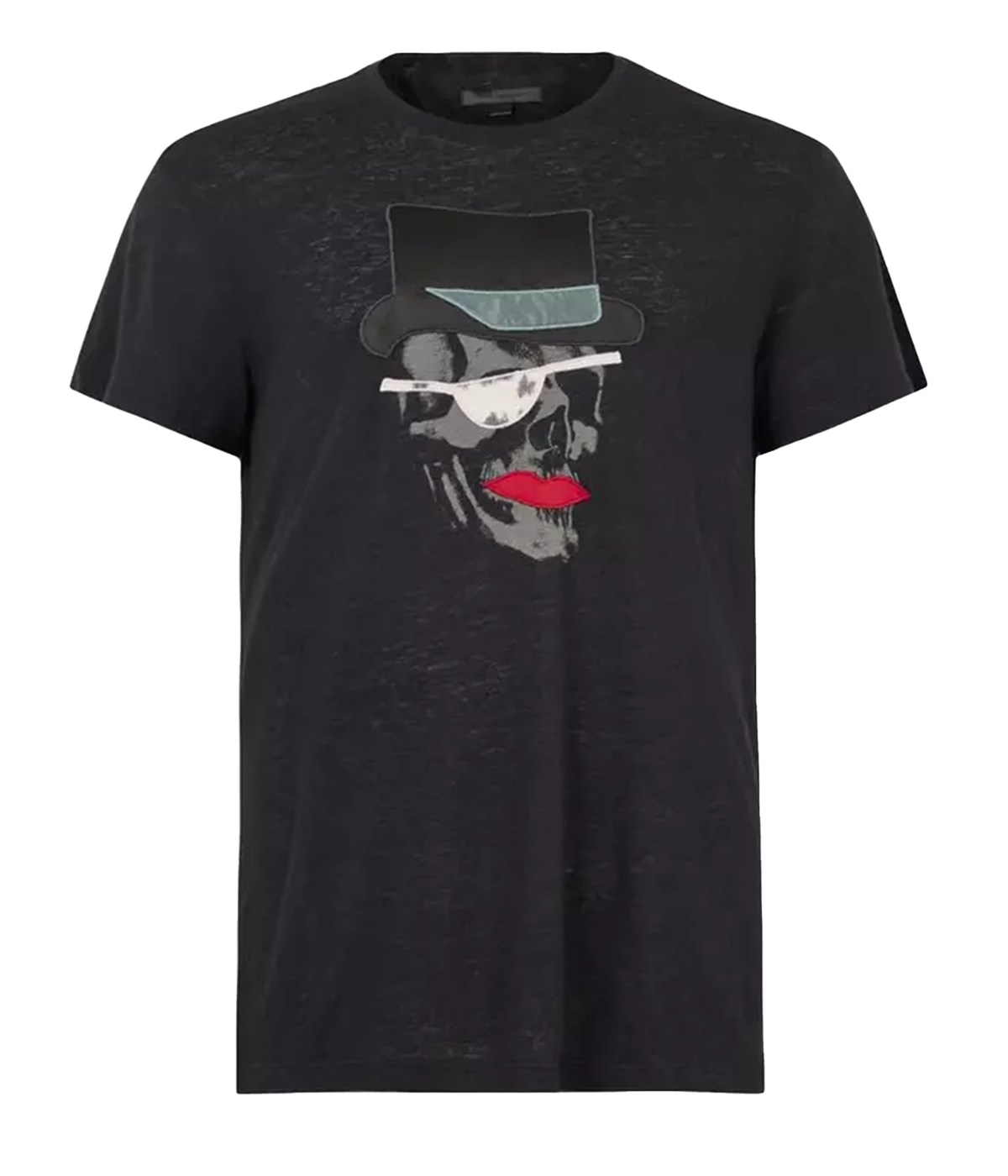 Top Hat Skull Crew T-Shirt in Black