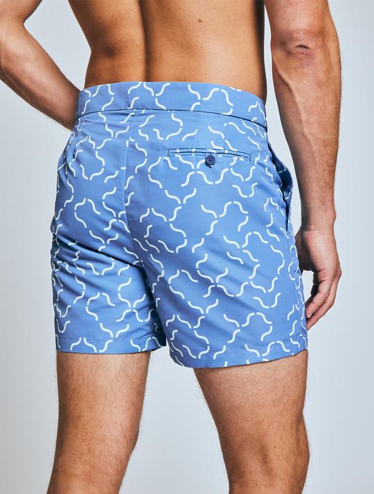 Trunks Tailored Shorts in Slate Blue and Off White